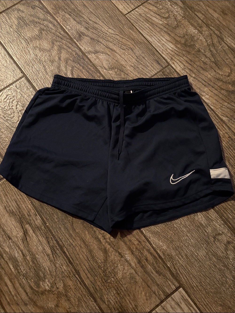 Nike Dri-Fit Women's Navy Athletic Running Shorts with White Swoosh